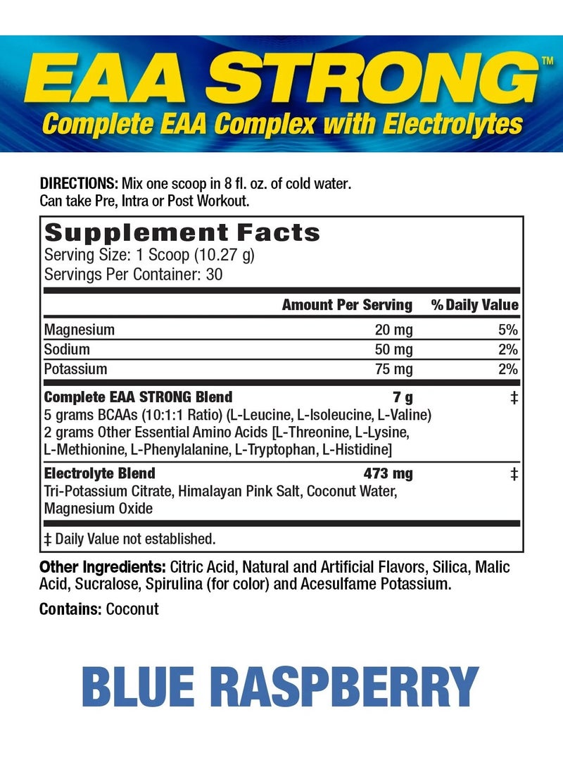 MHP, EAA Strong, Amino Acids + Electrolytes, 308g, Blue Raspberry, 30 Servings