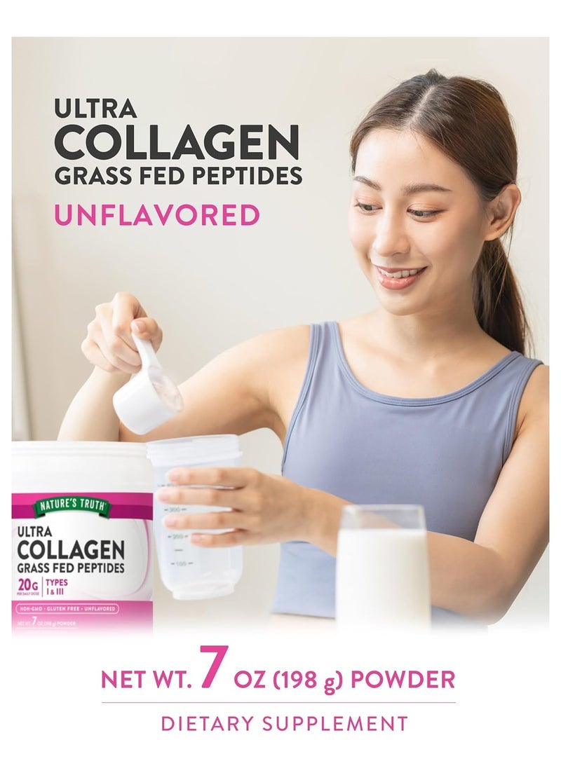 Ultra Collagen Powder, Grass Fed Peptides, Unflavored, 198g