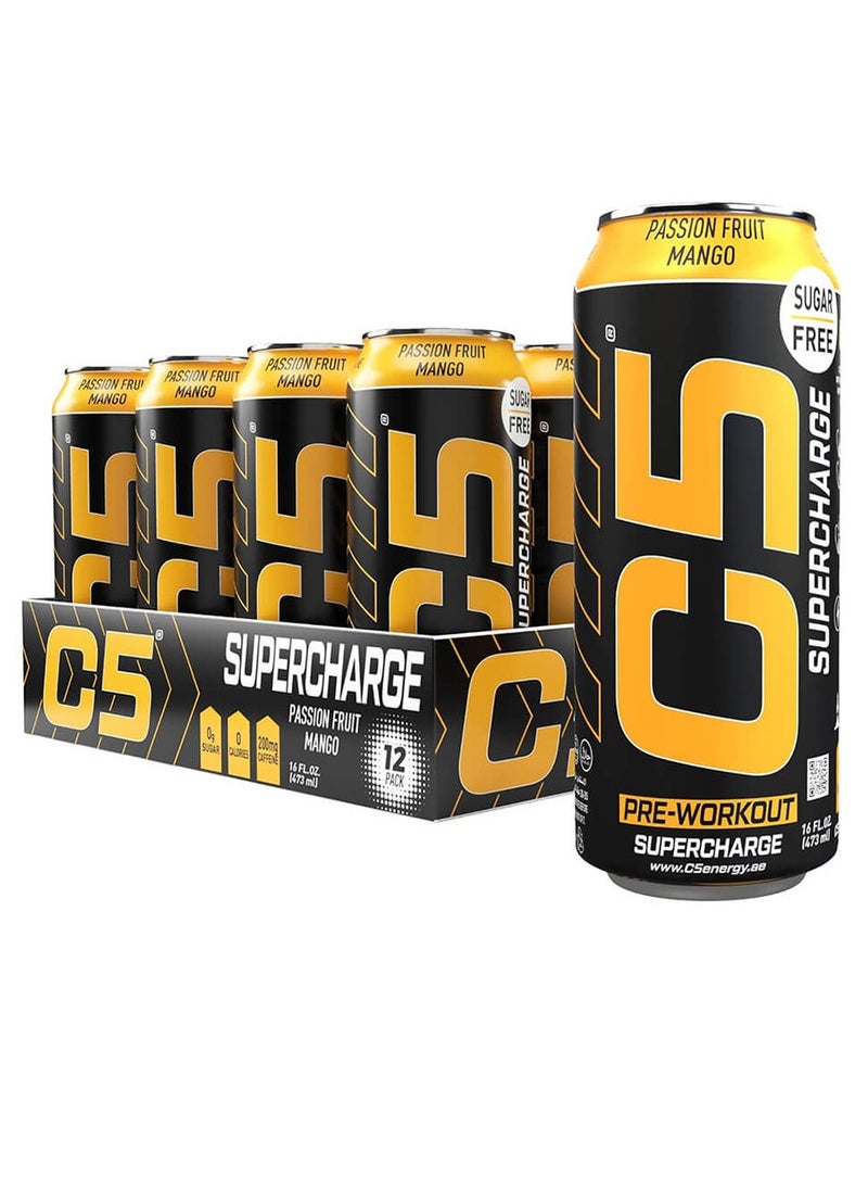 C5 SUPERCHARGE Sugar Free Passion Fruit Mango 473ml  Pack of 12