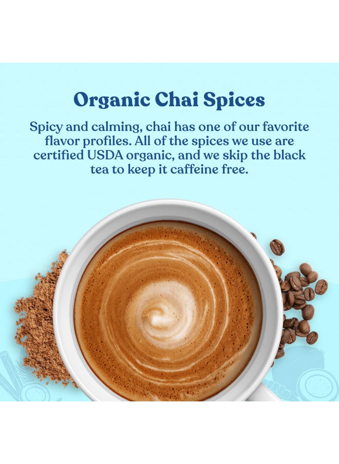 Chai Latte by Four Sigmatic | Organic Instant Chai Latte with Turkey Tail, Reishi Mushrooms & Coconut Milk Powder | Supports Gut & Digestion Health | Decaf, No Dairy & Gluten-Free | 10 Count