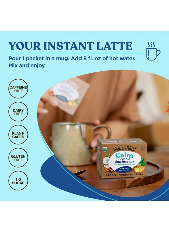 Chai Latte by Four Sigmatic | Organic Instant Chai Latte with Turkey Tail, Reishi Mushrooms & Coconut Milk Powder | Supports Gut & Digestion Health | Decaf, No Dairy & Gluten-Free | 10 Count