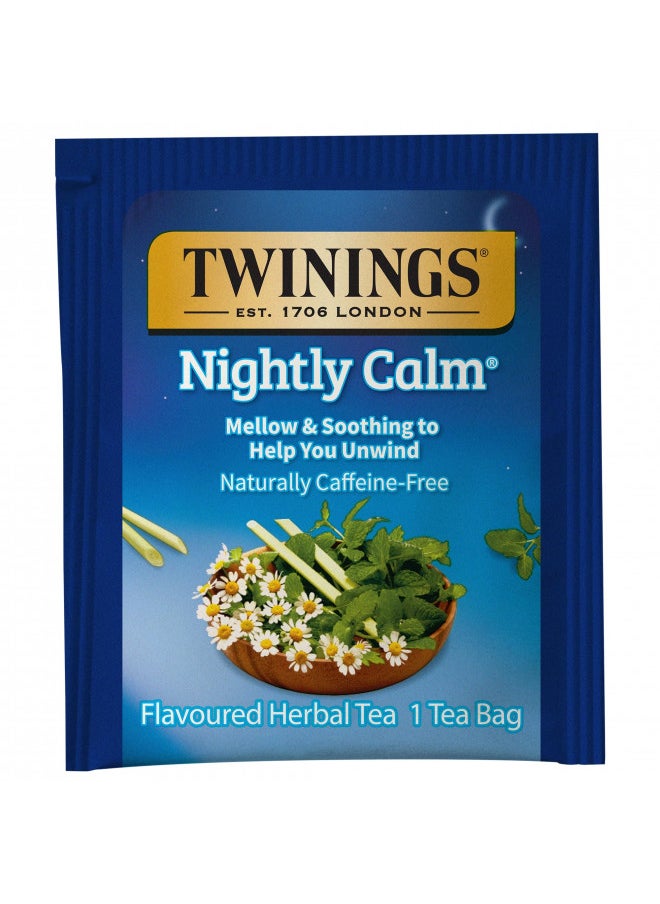 Twinings Nightly Calm Herbal Tea, 20 Count Pack of 6, Individually Wrapped Tea Bags, Camomile, Spearmint & Lemongrass, Caffeine Free