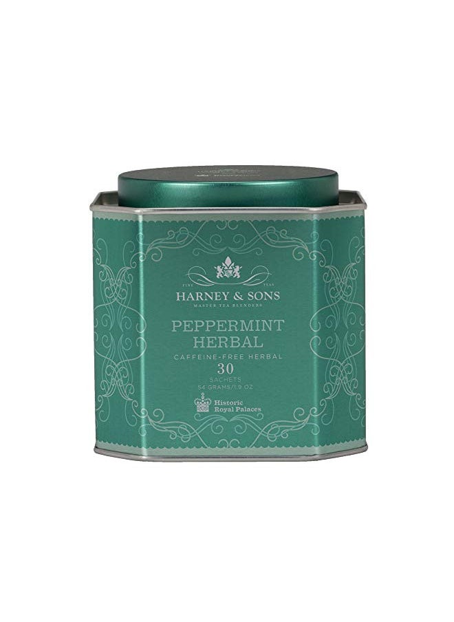 Harney & Sons Peppermint Herbal Tea in Sachets, Caffeine-Free Herbal, 30 Sachets