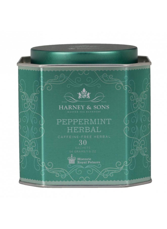 Harney & Sons Peppermint Herbal Tea in Sachets, Caffeine-Free Herbal, 30 Sachets