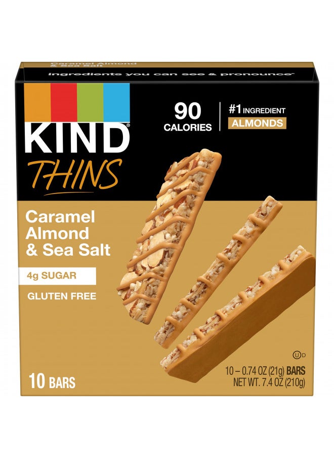 KIND THINS Caramel Almond & Sea Salt Bars, 0.74 Ounce, Gluten Free, 4g Sugar, 10 Count (Pack of 6)