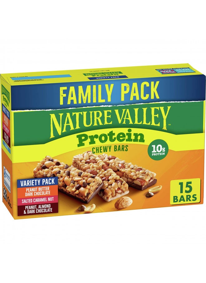 Nature Valley Protein Granola Bars, Snack Variety Pack, Chewy Bars, 15 ct