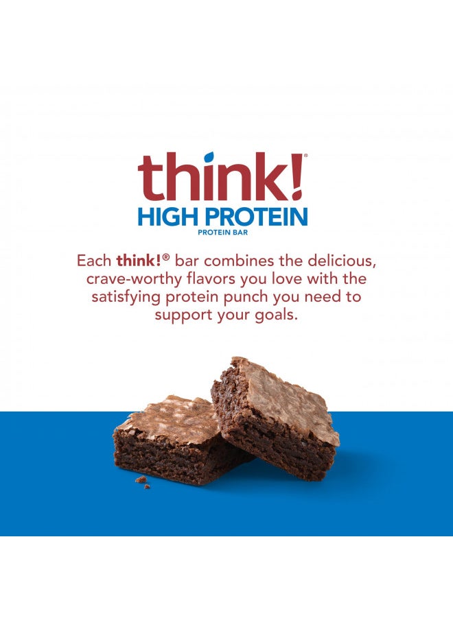 think! Protein Bars, High Protein Snacks, Gluten Free, Sugar Free Energy Bar with Whey Protein Isolate, Brownie Crunch, Nutrition Bars Without Artificial Sweeteners, 2.1 Oz (12 Count)