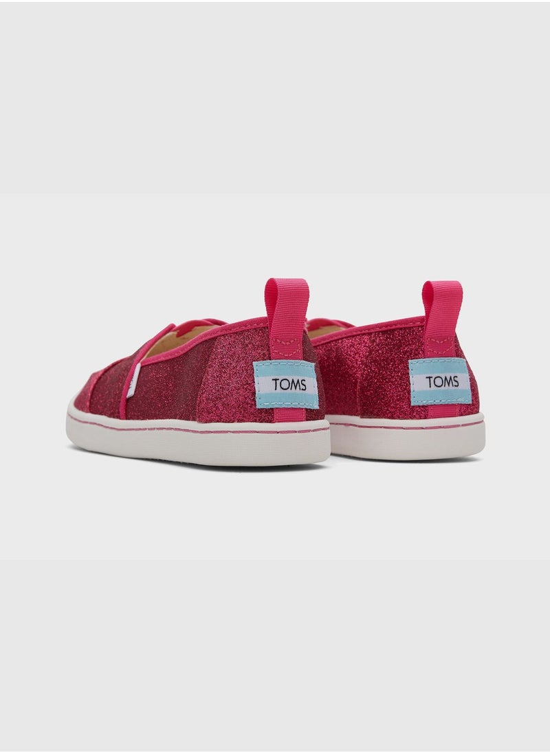 Dark Pink Glitter Canvas Youth Girls Alp Espedrille