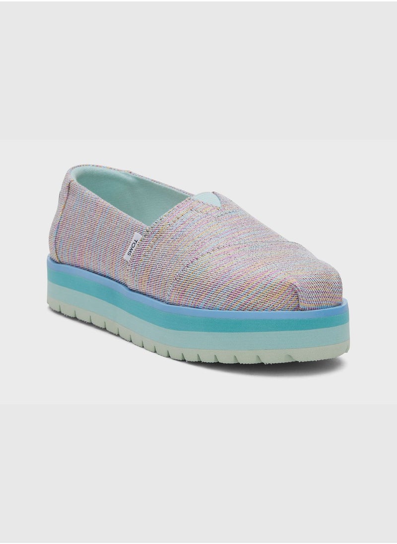 Blue Multi Twill Glimmer Youth Alp Platform Espedrille