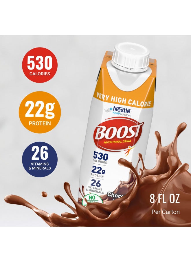 Boost Very High Calorie Nutritional Drink, Chocolate, 8 Fl Oz (Pack of 24)