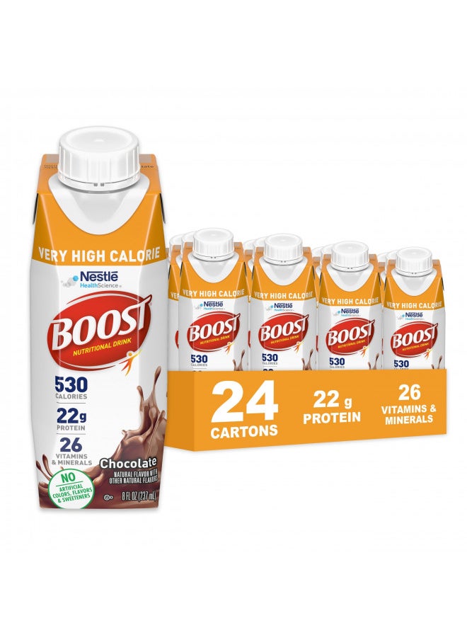 Boost Very High Calorie Nutritional Drink, Chocolate, 8 Fl Oz (Pack of 24)