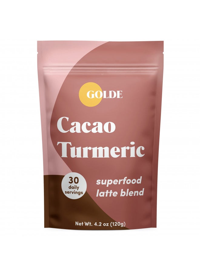 GOLDE Superfood Latte Blend - Cacao Turmeric | Plant Based Superfood with Turmeric, Cacao, and Coconut Milk Powder | Boosts Immunity, Metabolism, and Skin Health | 30 Daily Servings (120g)