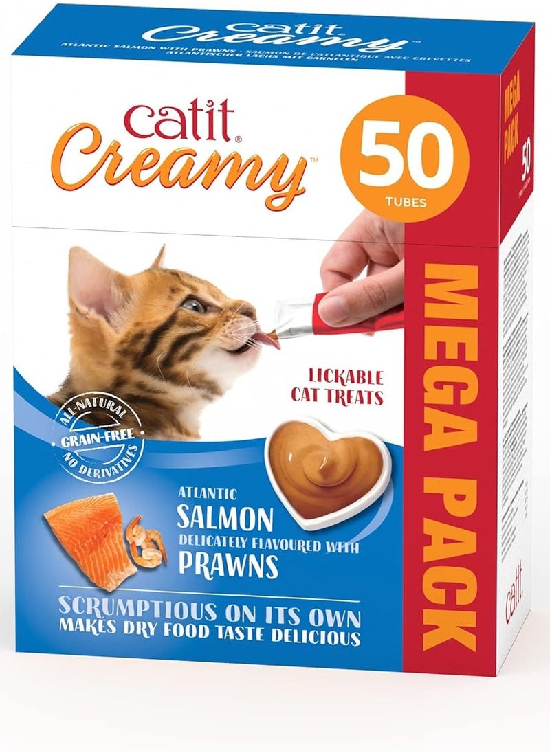 Catit Creamy Treats Mega Pack Salmon with Prawn, 50 tubes/box