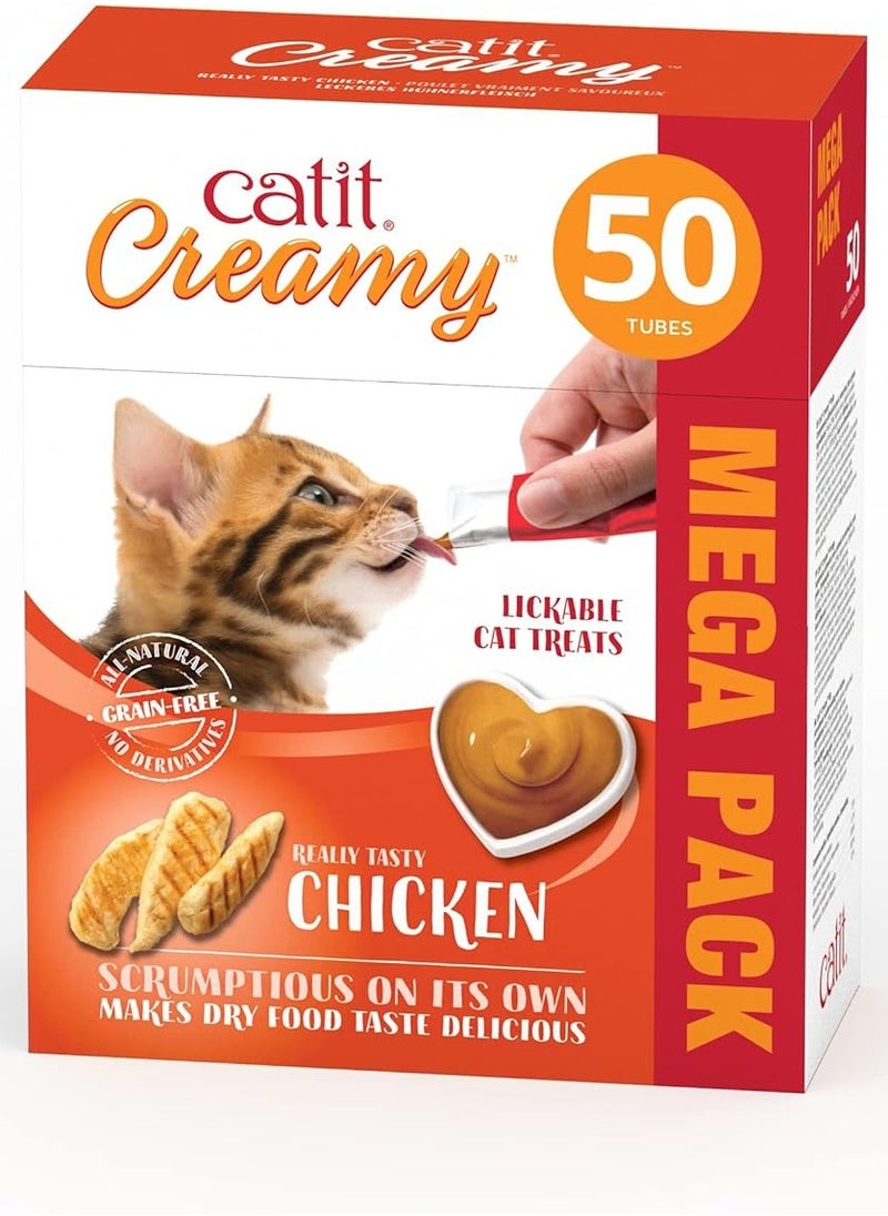 Catit Creamy Treats Mega Pack Chicken, 50 tubes/box