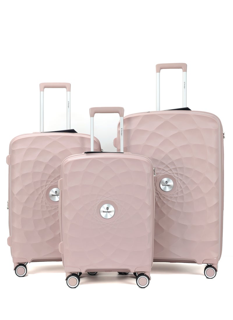 TRAVAGO 3 PCS LUGGAGE SET | EXPANDABLE | ANTI-THEFT ZIPPER | ROSE GOLD