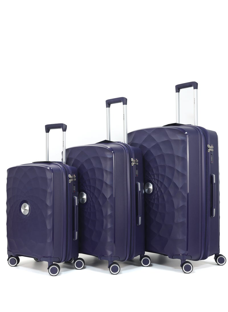 TRAVAGO 3 PCS LUGGAGE SET | EXPANDABLE | ANTI-THEFT ZIPPER | NAVY