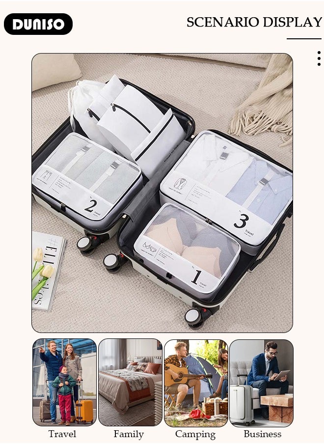 7 Piece Travel Organizer Bags for Luggage, Waterproof and Durable Travel Bags,  Packing Cubes for Travel,  Compression Cubes for Suitcases, Travel Bags  for Clothes, Toiletries, Clothing, Underwear