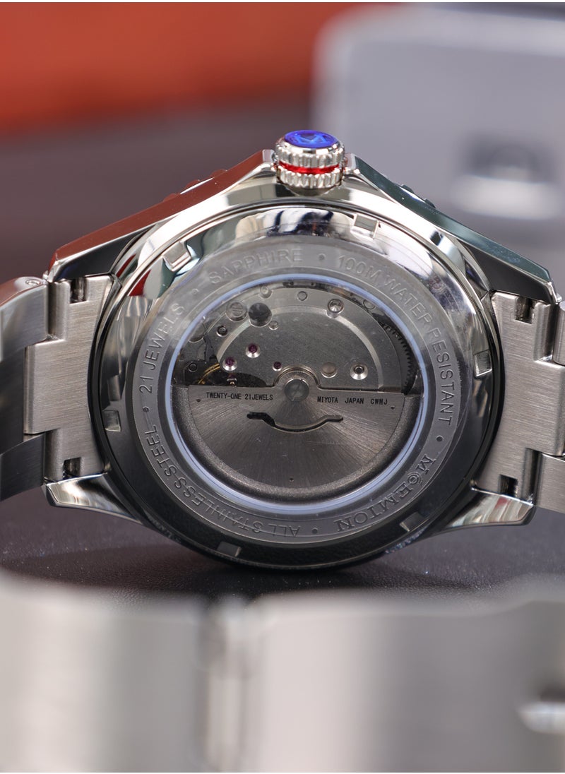 MOEMTON Mountain Series Men's Watch Automatic Mechanical Movement Rotating Bezel Grey Horizontal Dial Calendar M114.BSSA01