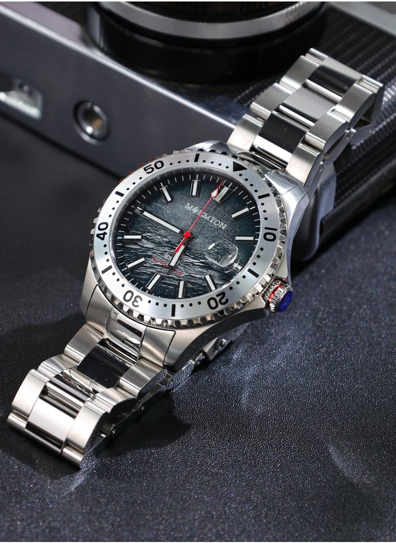 MOEMTON Mountain Series Men's Watch Automatic Mechanical Movement Rotating Bezel Grey Horizontal Dial Calendar M114.BSSA01
