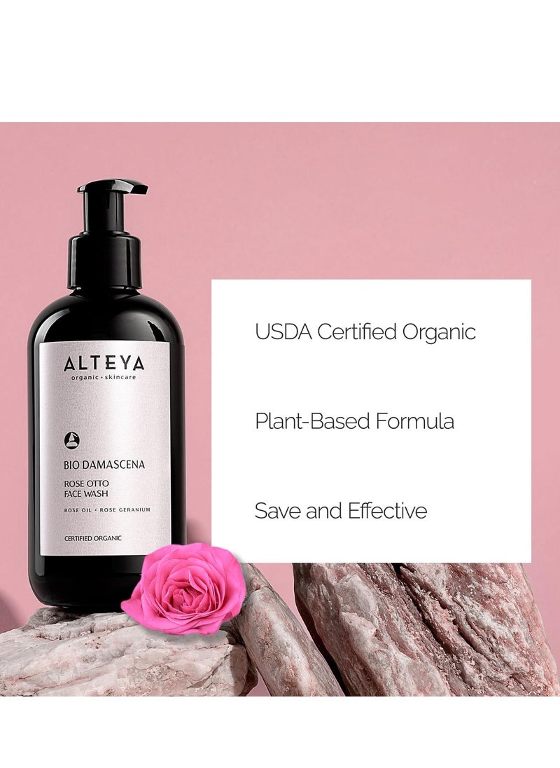 Face Wash USDA Certified Organic Skin Care 250 ml Bio Damascena Award Winning Face Cleanser With Organic Bulgarian Rose Oil Purifying Soothing and Beautifying