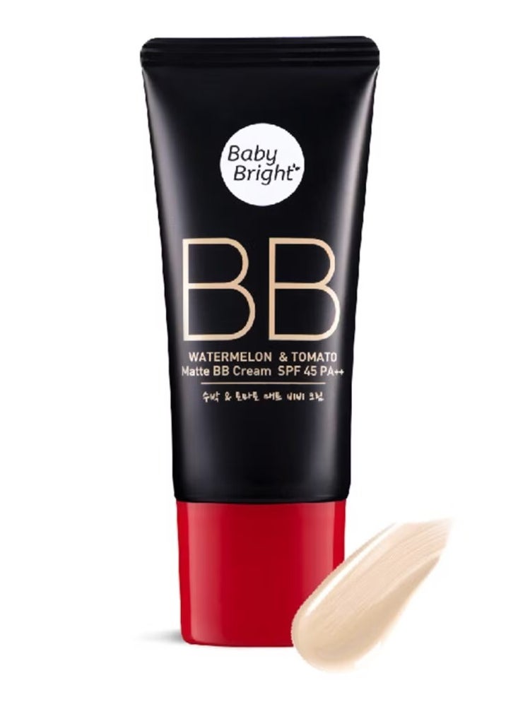 Baby Bright Watermelon & Tomato Matte BB Cream SPF45 PA++ - Lightweight Coverage & Sun Protection