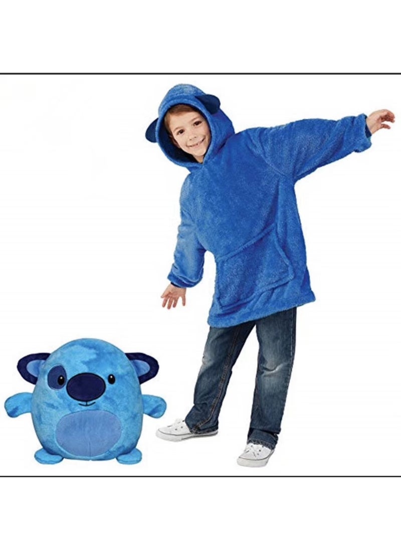 2019 New lazy pajamas winter new childrens home wear childrens storage warm clothes pet shape Blue