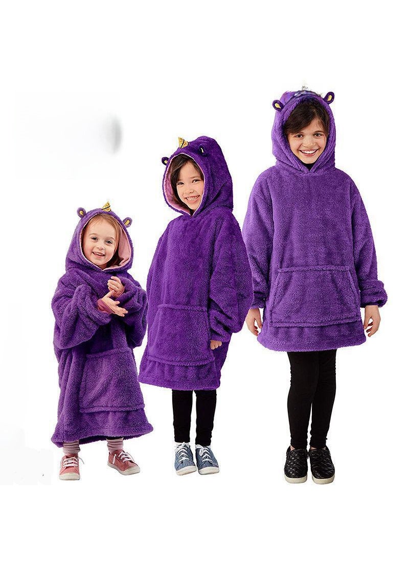 2019 New lazy pajamas winter new childrens home wear childrens storage warm clothes pet shape Purple