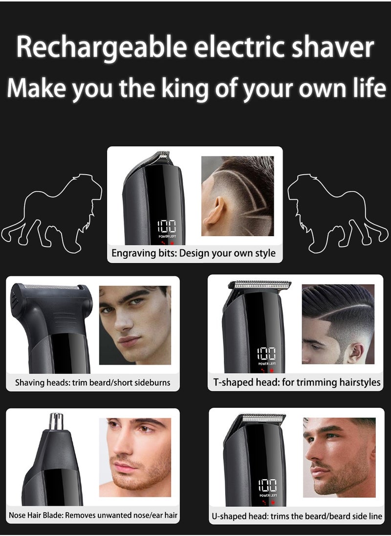 Cordless Professional Hair Clipper 5 in 1 Hair Trimmers Beard Trimmer ,Multifunctional Mens Grooming Kit for Beard Face Nose USB Rechargeable Electric Shaver Body Trimmer for Men with Storage Base