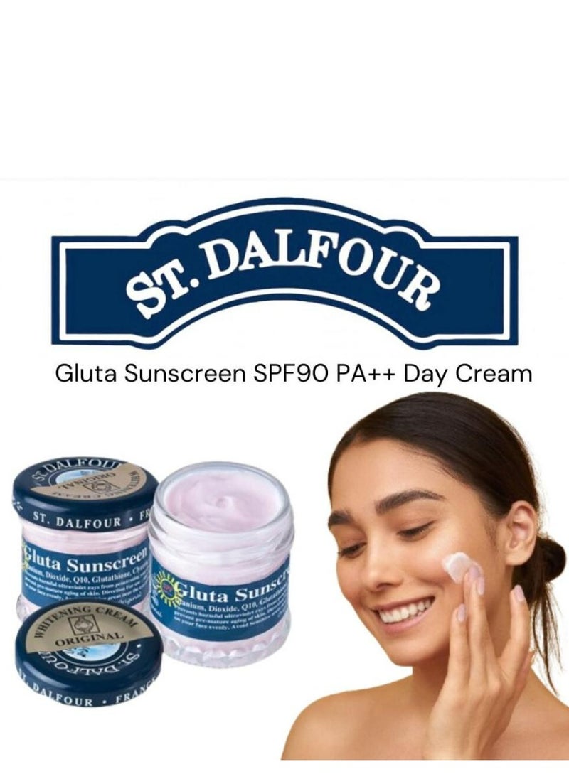 Gluta Sunscreen SPF90 PA++ Day Cream Nourishing And Brightening Skin Sun Protection Remove Acne Scars Dark Spots And Freckles Whitening Cream 50 g