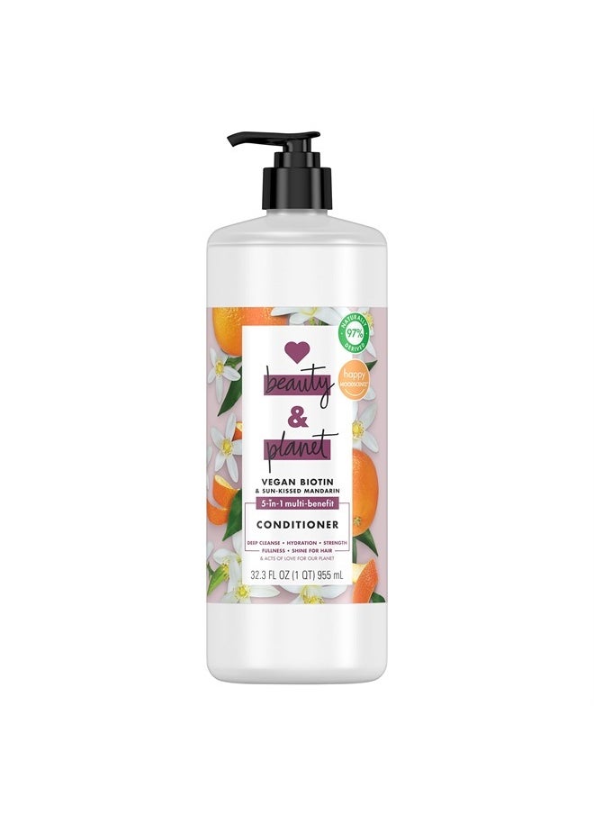 Love Beauty and Planet Silcone-Free Conditioner Vegan Biotin Mandarin Deep Cleanse, Hydrate, Strengthen, Volumize & Shine 5-in-1 Multi-Benefit Nourishing Conditioner for Hair 32 oz