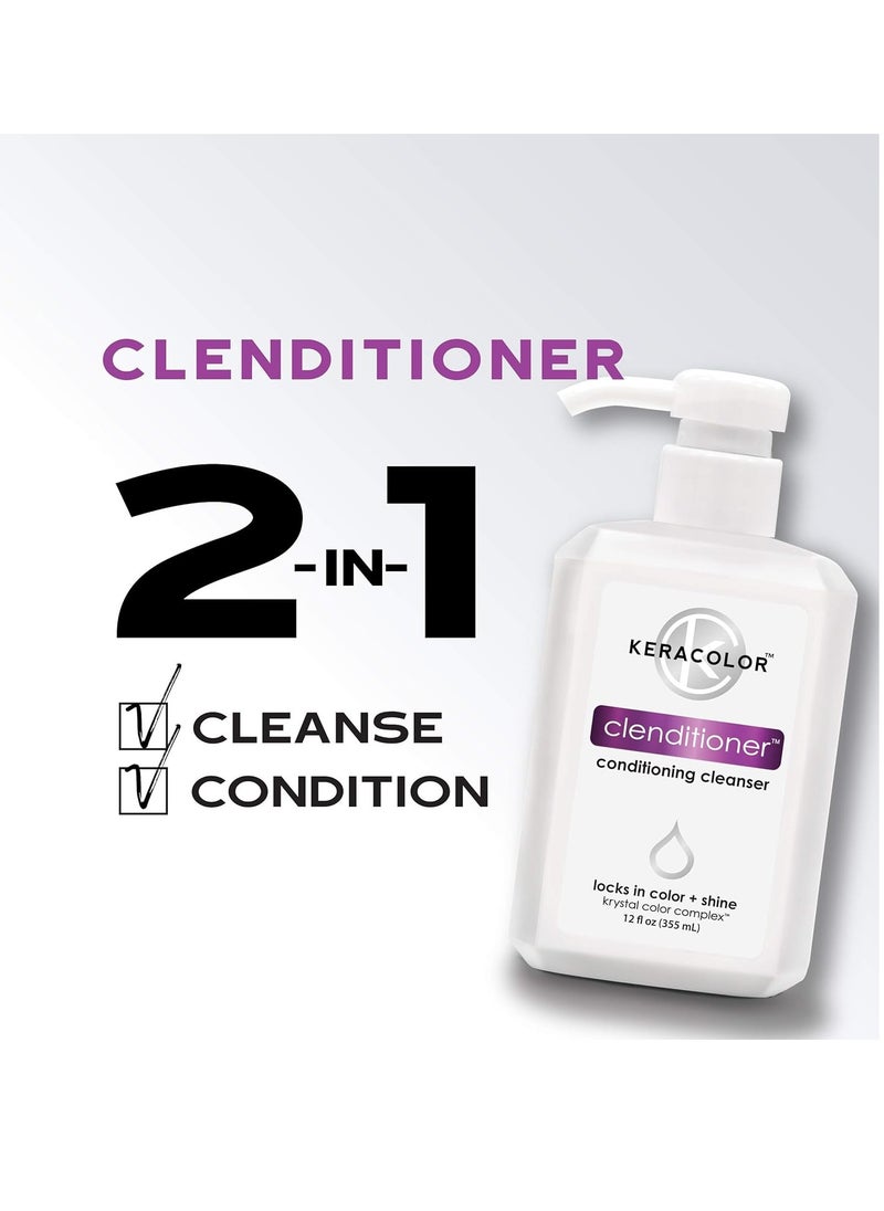 Keracolor Clenditioner Cleansing Conditioner Color Safe Prevents Fade - Replaces Your Shampoo, Keratin Infused (2 sizes)