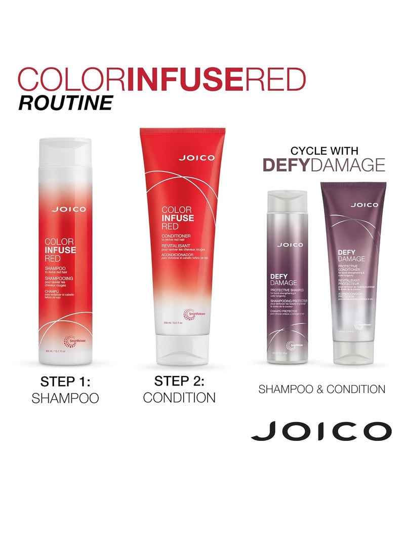 Joico Color Infuse Red Conditioner | For Red Hair | Instantly Refresh Red Tones | Boost Color Vibrancy & Shine | Protect Against Harmful UV Damage | With Rosehip Oil & Green Tea Extract