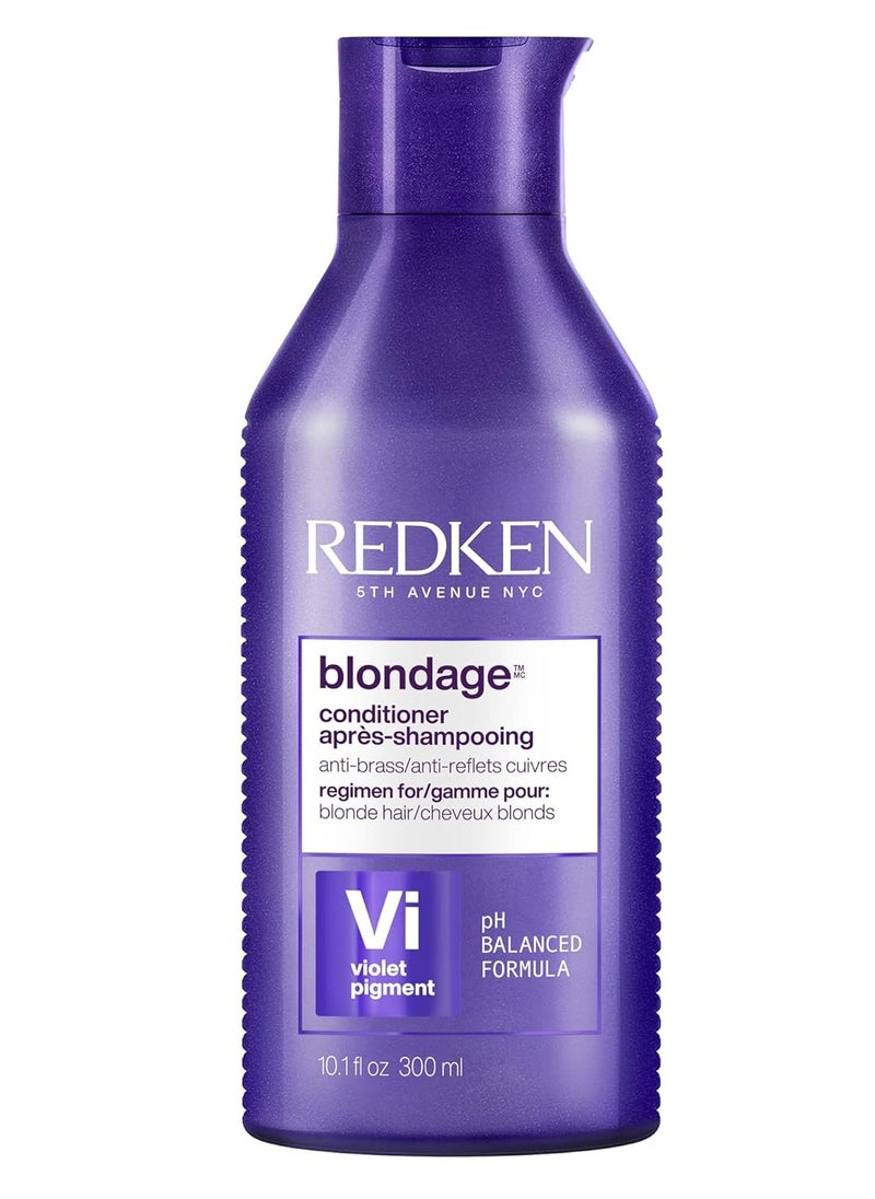 Redken Blondage Color Depositing Purple Conditioner | For Blonde Hair | Neutralizes Brass & Moisturizes Hair | With Pure Violet Pigments | Tones Hair for Cool and Ash Blonde Colors