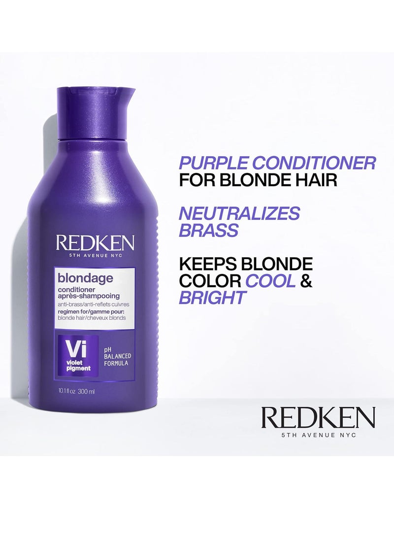 Redken Blondage Color Depositing Purple Conditioner | For Blonde Hair | Neutralizes Brass & Moisturizes Hair | With Pure Violet Pigments | Tones Hair for Cool and Ash Blonde Colors