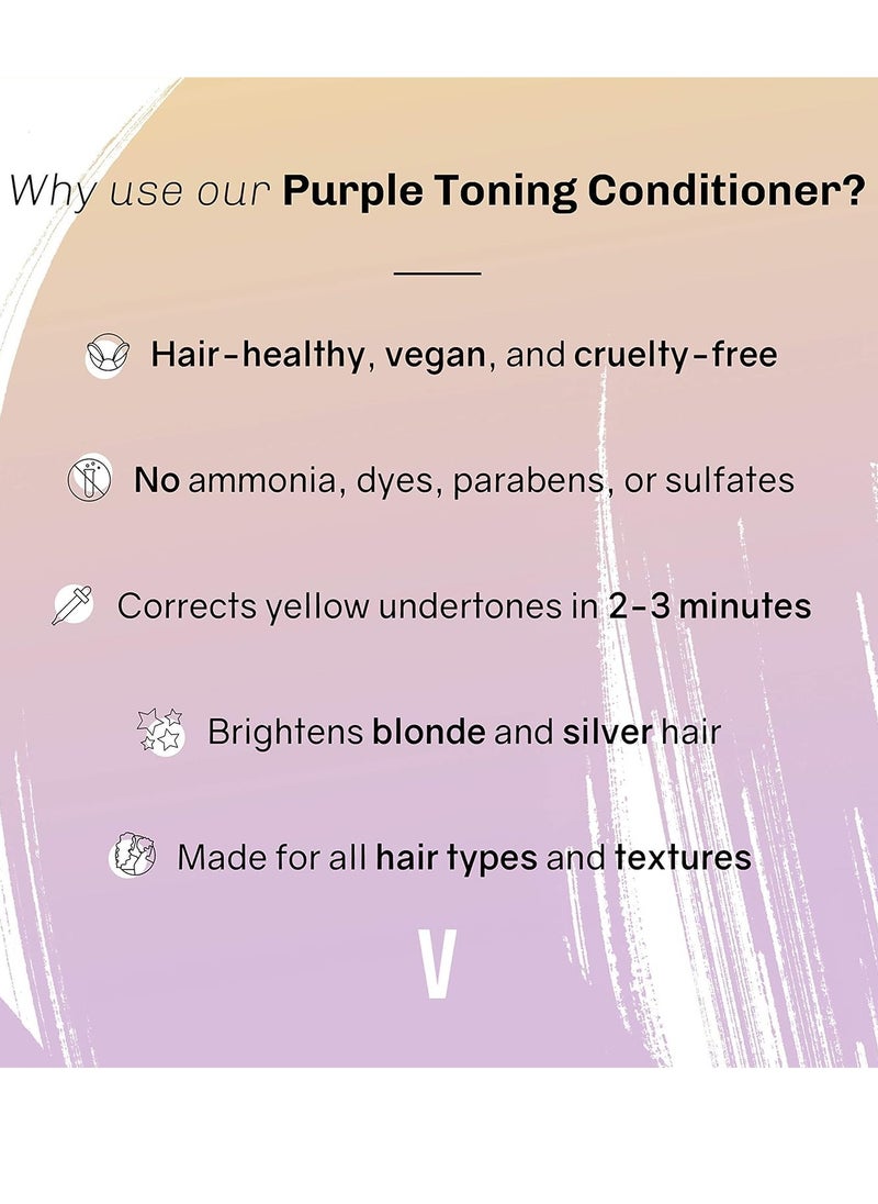 oVertone Haircare Purple Toning Conditioner with Shea Butter & Coconut Oil, Neutralizes Brassiness in Blonde & Platinum Hair, Cruelty-Free, 8 oz