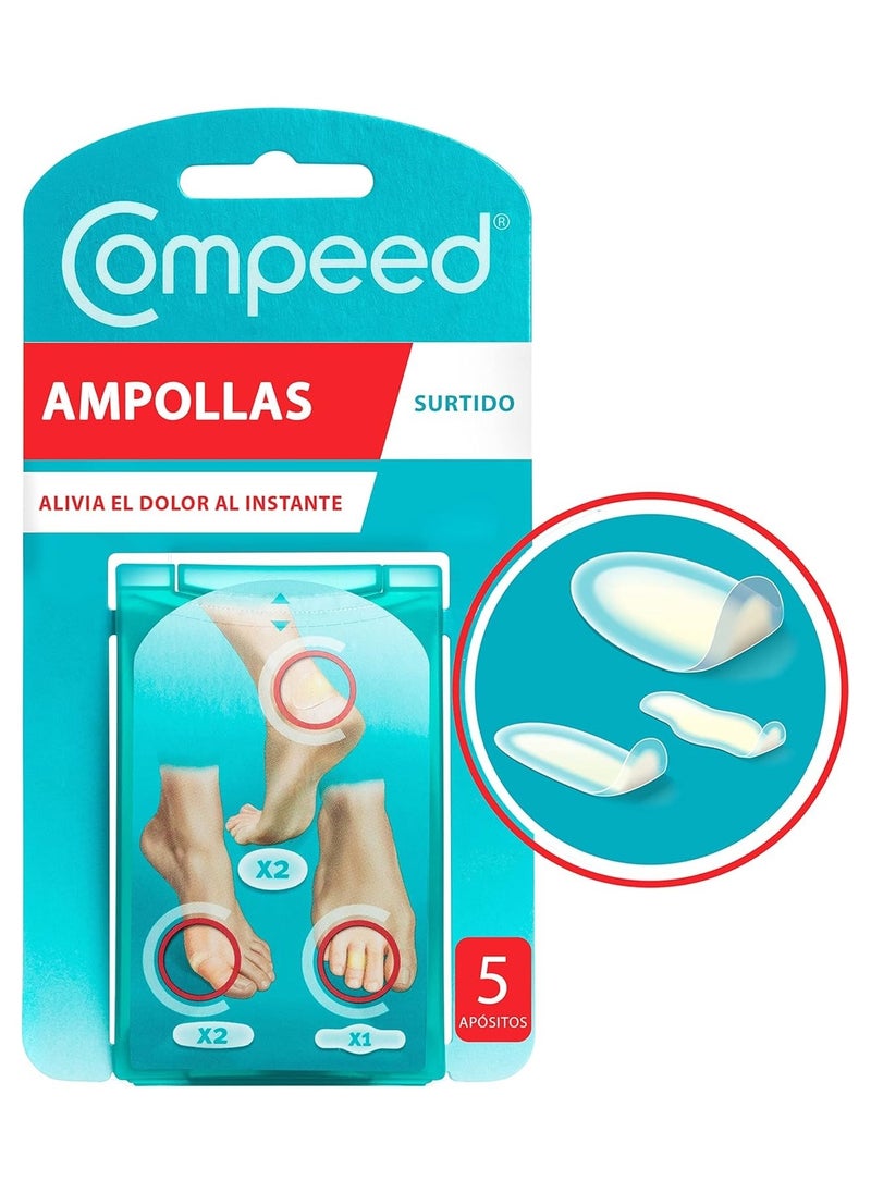 Assorted Ampoules 5 Hydrocolloid Foot Treatment Pads One pack contains 2 x Medium 6.8 x 4.2 cm 2 x Small 6 x 2 cm 1 x Interdigital 5 x 1.8 cm