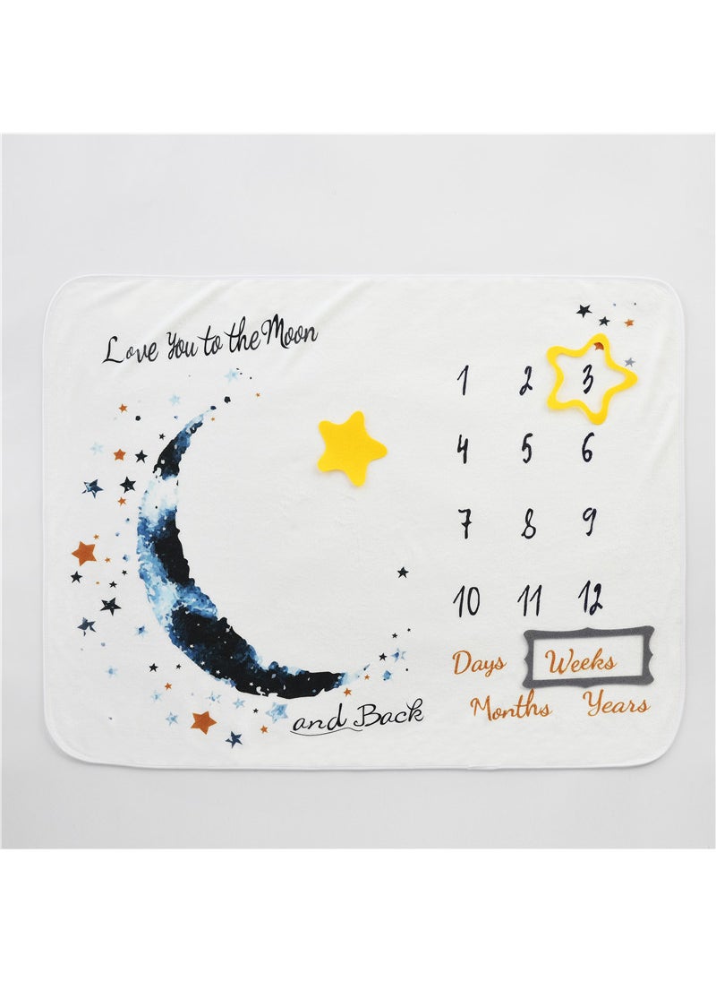 Double-Sided Flannel Baby Milestone Blanket Ink Moon