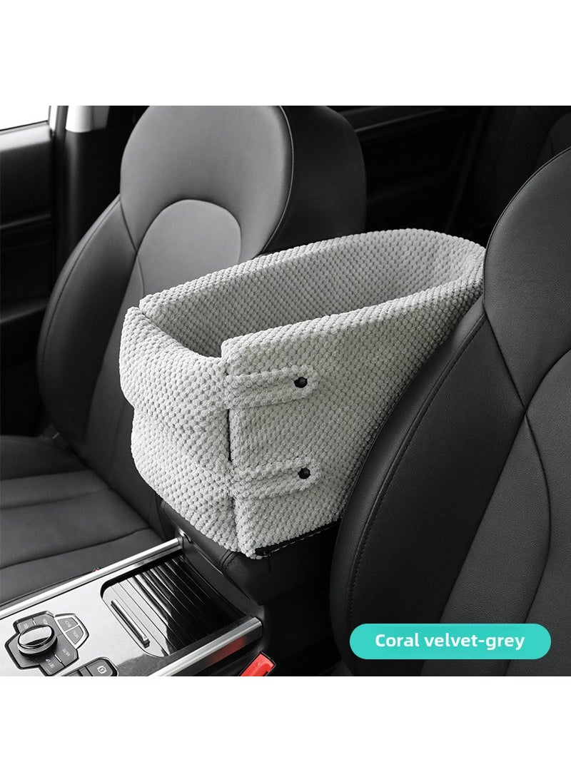 Car Center Armrest Dog Bed Pet Safety Seat Light gray