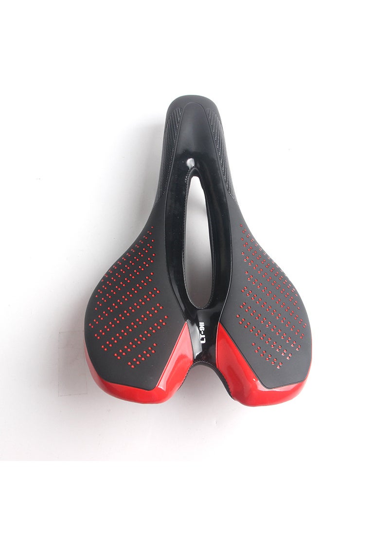 Bicycle seat with tail light warning Microfiber leather hollow breathable folding bike mountain road bike saddle 911 no light black red