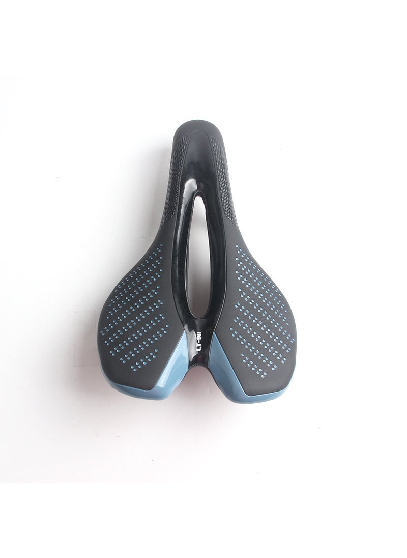 Bicycle seat with tail light warning Microfiber leather hollow breathable folding bike mountain road bike saddle 911 Laneless Black Blue