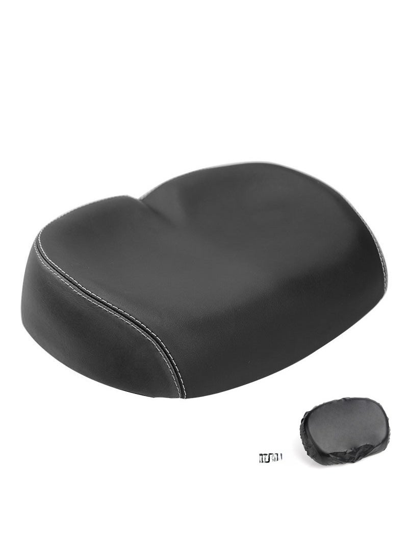 New MTB Saddle Comfort Wide Bike Seat Cushion All black + Rain cover