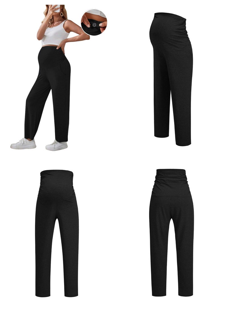 3-PACK Maternity Leggings，Workout Activewear Yoga Pregnancy Pants over the Belly Buttery Soft