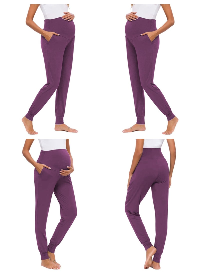 3-PACK Maternity Leggings，Workout Activewear Yoga Pregnancy Pants over the Belly Buttery Soft