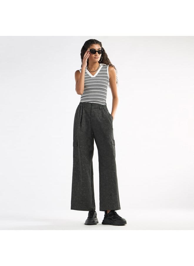 Printed Wide Leg Cargo Pants