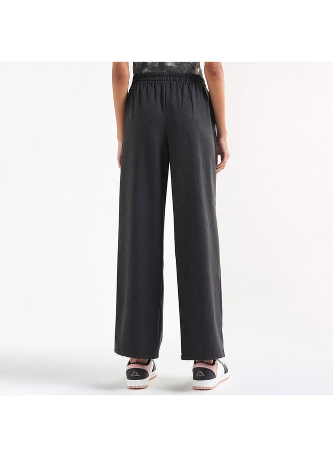 Solid Wide Leg Joggers with Elasticated Waistband and Pockets