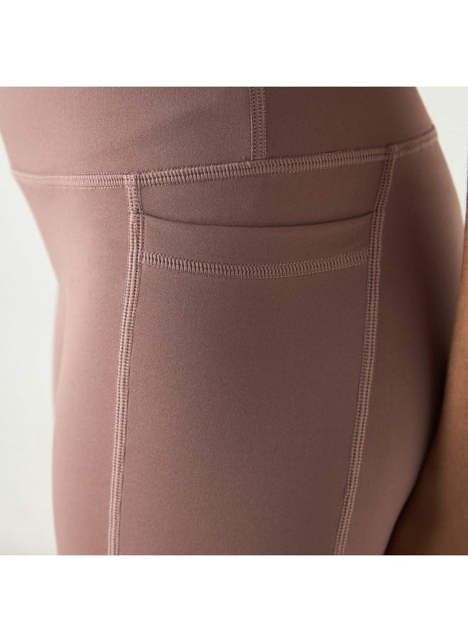 Kappa Solid Leggings with Pockets and Elasticated Waistband