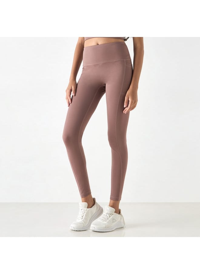 Kappa Solid Leggings with Pockets and Elasticated Waistband