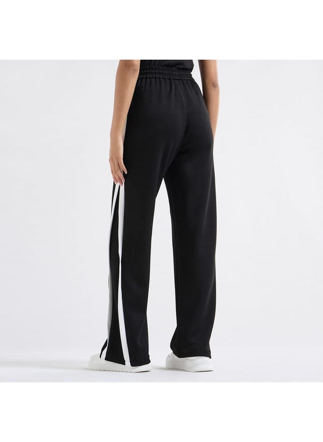 Panelled Track Pants with Drawstring Closure and Pockets