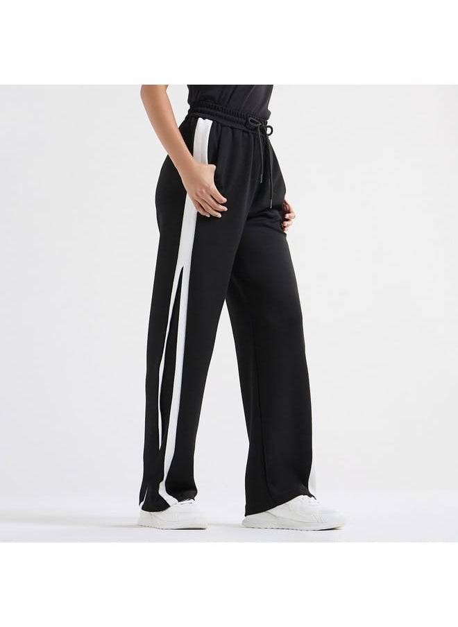 Panelled Track Pants with Drawstring Closure and Pockets