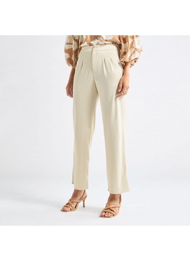 Textured Wide Leg Pants with Pockets